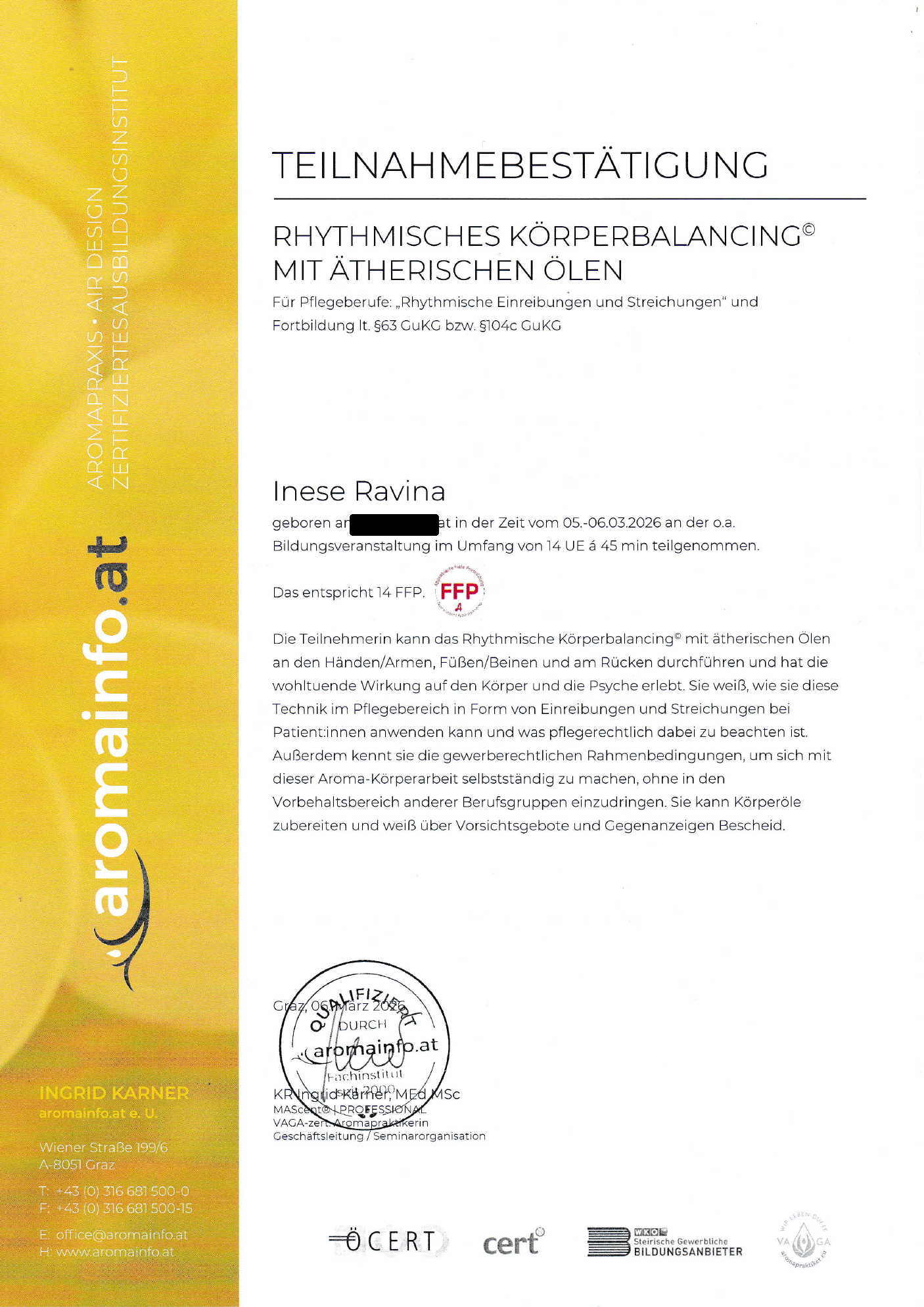 Geschützter Nachweis: Rhythmisches Körperbalancing©